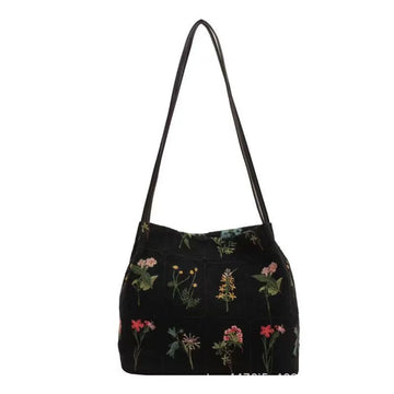 Qfdian Large-capacity Embroidered Tote Bag Women Summer Trendy Cloth Bag Niche Embroidery Shoulder Bag Texture Bucket Bags Canvas Bags